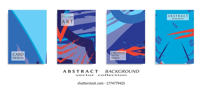 Abstract backgrouns set, grunge texture. Minimalistic art, brush strokes style. Design for card, brochure, banner idea, book cover, booklet print, flyer sheet a4. Collage page, web header template.