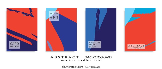 Abstract backgrouns set, grunge texture. Minimalistic art, brush strokes style. Design for card, brochure, banner idea, book cover, booklet print, flyer sheet a4. Collage page, web header template.