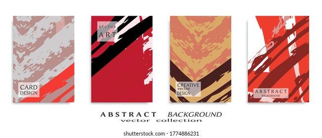 Abstract backgrouns set, grunge texture. Minimalistic art, brush strokes style. Design for card, brochure, banner idea, book cover, booklet print, flyer sheet a4. Collage page, web header template.