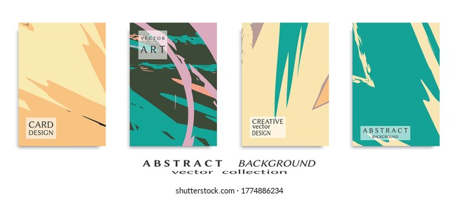 Abstract backgrouns set, grunge texture. Minimalistic art, brush strokes style. Design for card, brochure, banner idea, book cover, booklet print, flyer sheet a4. Collage page, web header template.