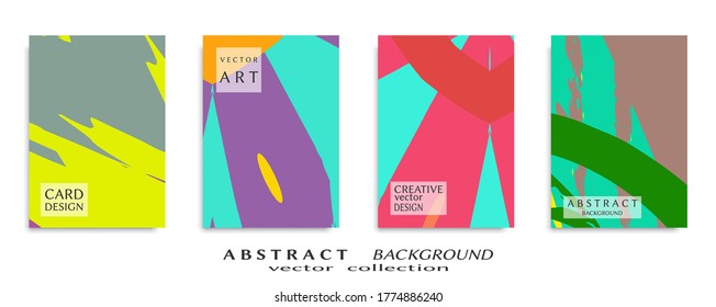 Abstract backgrouns set, grunge texture. Minimalistic art, brush strokes style. Design for card, brochure, banner idea, book cover, booklet print, flyer sheet a4. Collage page, web header template.