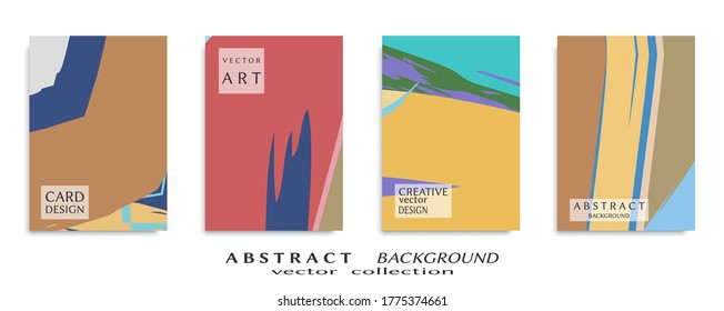 Abstract backgrouns set, grunge texture. Minimalistic art, brush strokes style. Design for card, brochure, banner idea, book cover, booklet print, flyer sheet a4. Collage page, web header template.