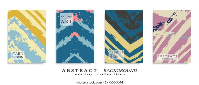 Conjunto de fondo abstracto, textura gruesa. Arte minimalista, estilo de pinceladas. Diseño para tarjeta, folleto, idea de banner, portada de libro, folleto, hoja de volante a4. Página de conjunto, plantilla de encabezado web.