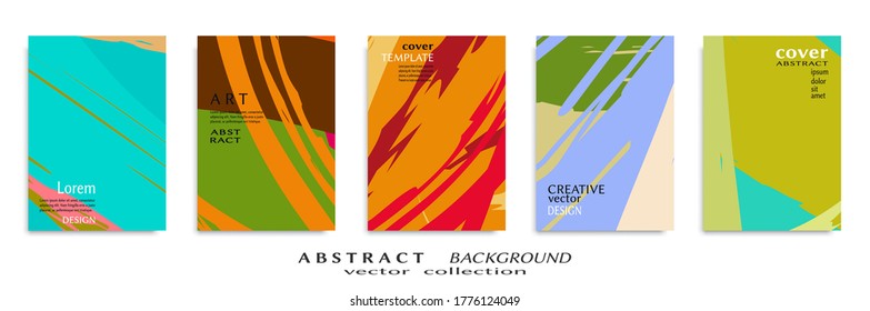 Conjunto de fondo abstracto, textura gruesa. Arte minimalista, estilo de pinceladas. Diseño para tarjeta, folleto, idea de banner, portada de libro, folleto, hoja de volante a4. Página de conjunto, plantilla de encabezado web.