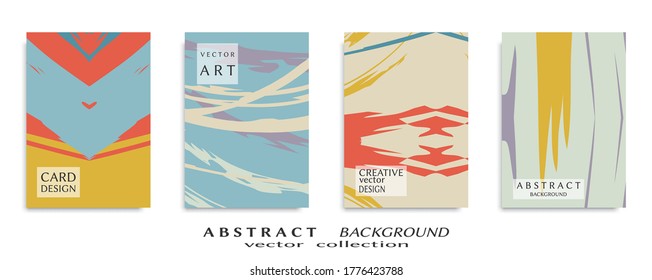 Abstract backgrouns set, grunge texture. Minimalistic art, brush strokes style. Design for card, brochure, banner idea, book cover, booklet print, flyer sheet a4. Collage page, web header template.