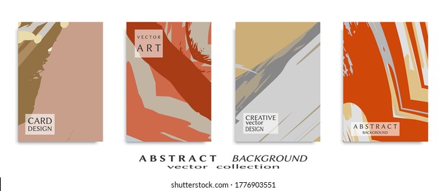 Abstract backgrouns set, grunge texture. Minimalistic art, brush strokes style. Design for card, brochure, banner idea, book cover, booklet print, flyer sheet a4. Collage page, web header template.