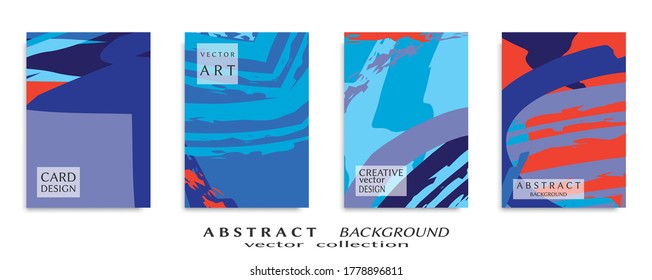 Abstract backgrouns set, grunge texture. Minimalistic art, brush strokes style. Design for card, brochure, banner idea, book cover, booklet print, flyer sheet a4. Collage page, web header template.