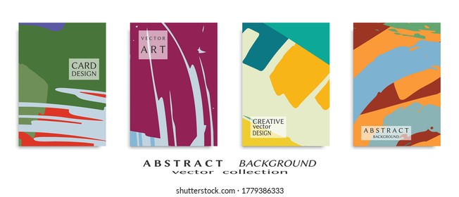 Abstract backgrouns set, grunge texture. Minimalistic art, brush strokes style. Design for card, brochure, banner idea, book cover, booklet print, flyer sheet a4. Collage page, web header template.