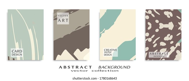 Abstract backgrouns set, grunge texture. Minimalistic art, brush strokes style. Design for card, brochure, banner idea, book cover, booklet print, flyer sheet a4. Collage page, web header template.