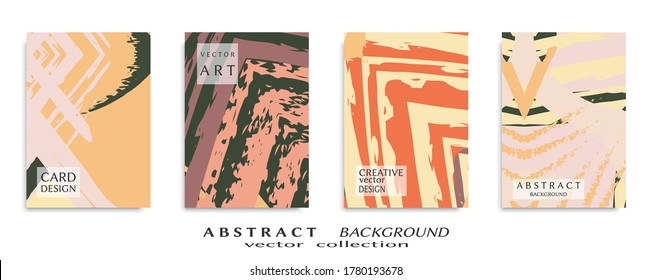 Abstract backgrouns set, grunge texture. Minimalistic art, brush strokes style. Design for card, brochure, banner idea, book cover, booklet print, flyer sheet a4. Collage page, web header template.
