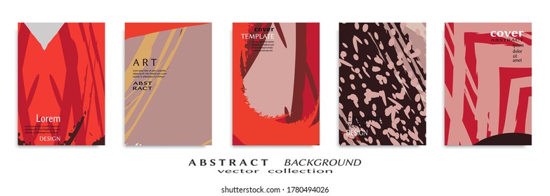 Conjunto de fondo abstracto, textura gruesa. Arte minimalista, estilo de pinceladas. Diseño para tarjeta, folleto, idea de banner, portada de libro, folleto, hoja de volante a4. Página de conjunto, plantilla de encabezado web.