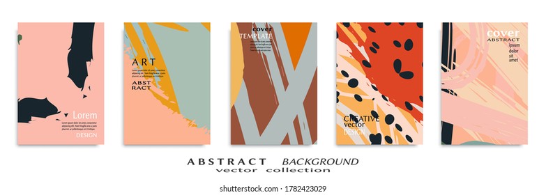 Conjunto de fondo abstracto, textura gruesa. Arte minimalista, estilo de pinceladas. Diseño para tarjeta, folleto, idea de banner, portada de libro, folleto, hoja de volante a4. Página de conjunto, plantilla de encabezado web.