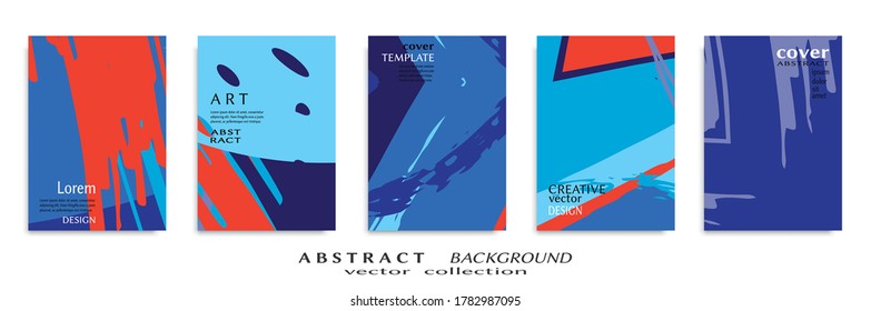 Abstract backgrouns set, grunge texture. Minimalistic art, brush strokes style. Design for card, brochure, banner idea, book cover, booklet print, flyer sheet a4. Collage page, web header template.