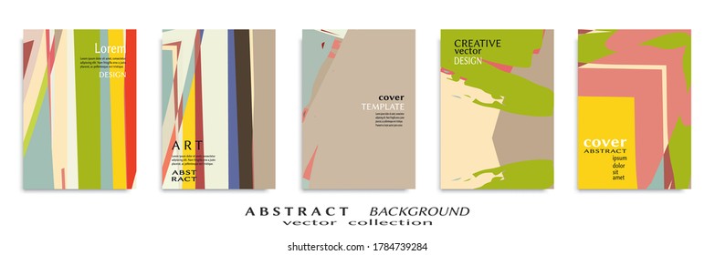 Abstract backgrouns set, grunge texture. Minimalistic art, brush strokes style. Design for card, brochure, banner idea, book cover, booklet print, flyer sheet a4. Collage page, web header template.