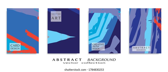 Abstract backgrouns set, grunge texture. Minimalistic art, brush strokes style. Design for card, brochure, banner idea, book cover, booklet print, flyer sheet a4. Collage page, web header template.