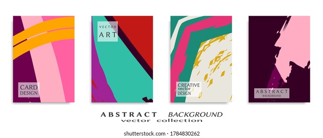 Abstract backgrouns set, grunge texture. Minimalistic art, brush strokes style. Design for card, brochure, banner idea, book cover, booklet print, flyer sheet a4. Collage page, web header template.