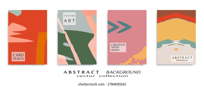 Abstract backgrouns set, grunge texture. Minimalistic art, brush strokes style. Design for card, brochure, banner idea, book cover, booklet print, flyer sheet a4. Collage page, web header template.