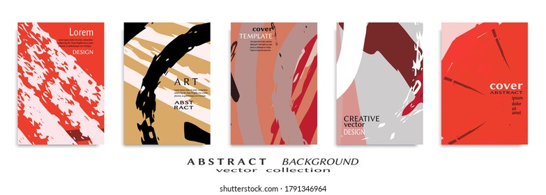 Conjunto de fondo abstracto, textura gruesa. Arte minimalista, estilo de pinceladas. Diseño para tarjeta, folleto, idea de banner, portada de libro, folleto, hoja de volante a4. Página de conjunto, plantilla de encabezado web.