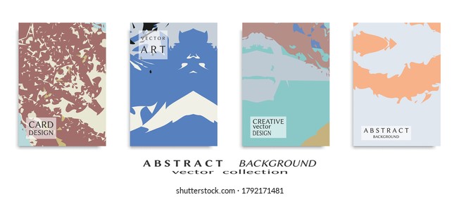 Abstract backgrouns set, grunge texture. Minimalistic art, brush strokes style. Design for card, brochure, banner idea, book cover, booklet print, flyer sheet a4. Collage page, web header template.
