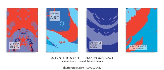 Abstract backgrouns set, grunge texture. Minimalistic art, brush strokes style. Design for card, brochure, banner idea, book cover, booklet print, flyer sheet a4. Collage page, web header template.