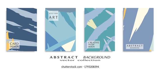 Abstract backgrouns set, grunge texture. Minimalistic art, brush strokes style. Design for card, brochure, banner idea, book cover, booklet print, flyer sheet a4. Collage page, web header template.