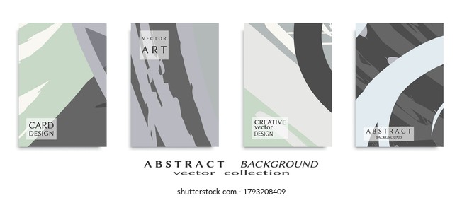 Abstract backgrouns set, grunge texture. Minimalistic art, brush strokes style. Design for card, brochure, banner idea, book cover, booklet print, flyer sheet a4. Collage page, web header template.