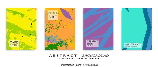 Abstract backgrouns set, grunge texture. Minimalistic art, brush strokes style. Design for card, brochure, banner idea, book cover, booklet print, flyer sheet a4. Collage page, web header template.