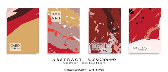 Conjunto de fondo abstracto, textura gruesa. Arte minimalista, estilo de pinceladas. Diseño para tarjeta, folleto, idea de banner, portada de libro, folleto, hoja de volante a4. Página de conjunto, plantilla de encabezado web.