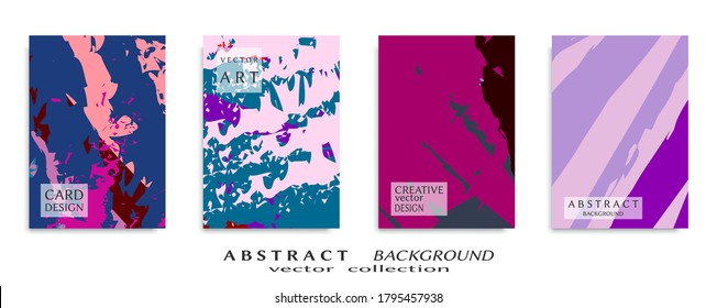 Abstract backgrouns set, grunge texture. Minimalistic art, brush strokes style. Design for card, brochure, banner idea, book cover, booklet print, flyer sheet a4. Collage page, web header template.