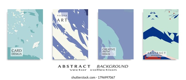 Abstract backgrouns set, grunge texture. Minimalistic art, brush strokes style. Design for card, brochure, banner idea, book cover, booklet print, flyer sheet a4. Collage page, web header template.