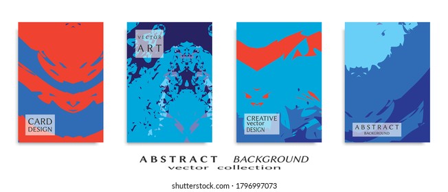 Abstract backgrouns set, grunge texture. Minimalistic art, brush strokes style. Design for card, brochure, banner idea, book cover, booklet print, flyer sheet a4. Collage page, web header template.