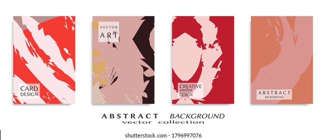 Abstract backgrouns set, grunge texture. Minimalistic art, brush strokes style. Design for card, brochure, banner idea, book cover, booklet print, flyer sheet a4. Collage page, web header template.