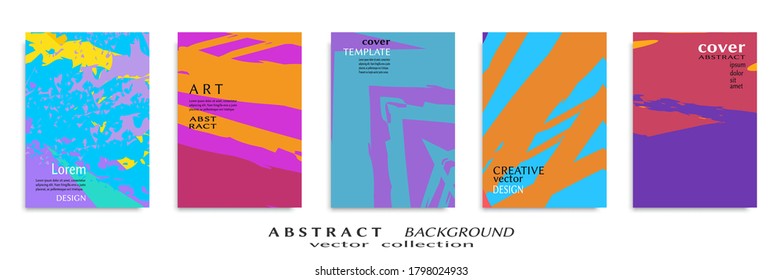 Abstract backgrouns set, grunge texture. Minimalistic art, brush strokes style. Design for card, brochure, banner idea, book cover, booklet print, flyer sheet a4. Collage page, web header template.