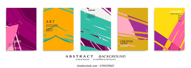 Conjunto de fondo abstracto, textura gruesa. Arte minimalista, estilo de pinceladas. Diseño para tarjeta, folleto, idea de banner, portada de libro, folleto, hoja de volante a4. Página de conjunto, plantilla de encabezado web.