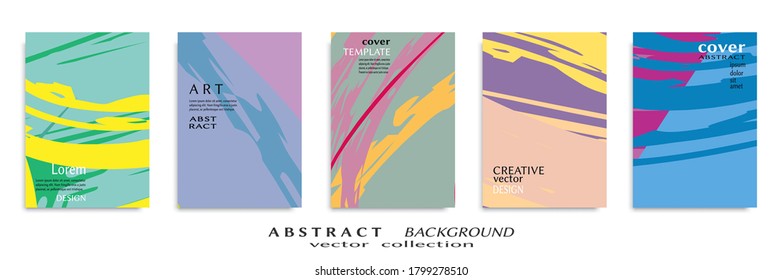 Abstract backgrouns set, grunge texture. Minimalistic art, brush strokes style. Design for card, brochure, banner idea, book cover, booklet print, flyer sheet a4. Collage page, web header template.