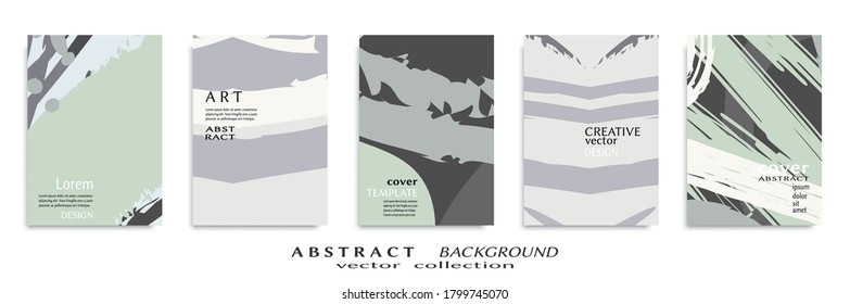 Abstract backgrouns set, grunge texture. Minimalistic art, brush strokes style. Design for card, brochure, banner idea, book cover, booklet print, flyer sheet a4. Collage page, web header template.