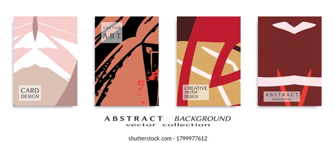 Abstract backgrouns set, grunge texture. Minimalistic art, brush strokes style. Design for card, brochure, banner idea, book cover, booklet print, flyer sheet a4. Collage page, web header template.