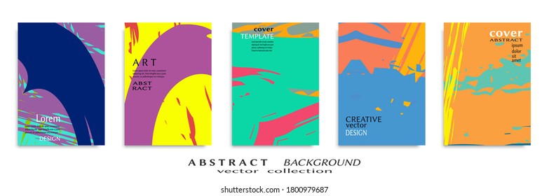 Abstract backgrouns set, grunge texture. Minimalistic art, brush strokes style. Design for card, brochure, banner idea, book cover, booklet print, flyer sheet a4. Collage page, web header template.