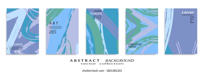 Abstract backgrouns set, grunge texture. Minimalistic art, brush strokes style. Design for card, brochure, banner idea, book cover, booklet print, flyer sheet a4. Collage page, web header template.