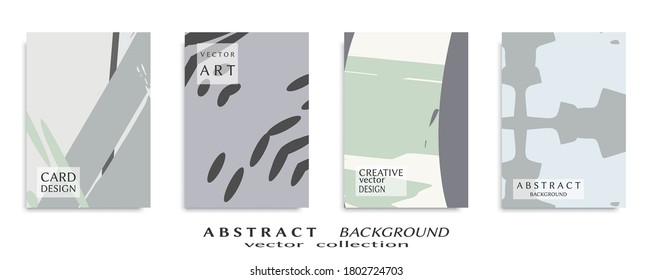 Abstract backgrouns set, grunge texture. Minimalistic art, brush strokes style. Design for card, brochure, banner idea, book cover, booklet print, flyer sheet a4. Collage page, web header template.