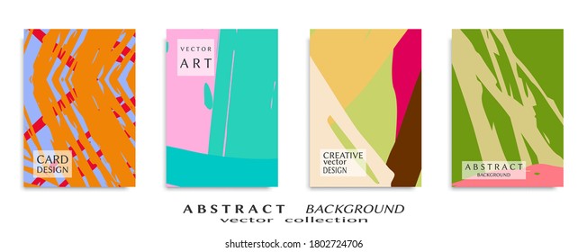 Abstract backgrouns set, grunge texture. Minimalistic art, brush strokes style. Design for card, brochure, banner idea, book cover, booklet print, flyer sheet a4. Collage page, web header template.