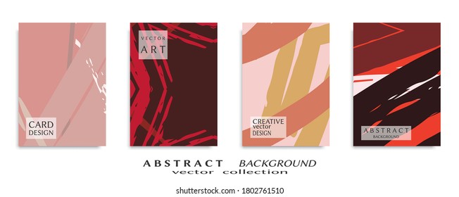 Conjunto de fondo abstracto, textura gruesa. Arte minimalista, estilo de pinceladas. Diseño para tarjeta, folleto, idea de banner, portada de libro, folleto, hoja de volante a4. Página de conjunto, plantilla de encabezado web.