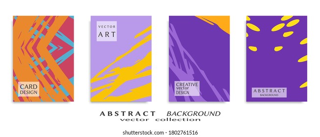 Abstract backgrouns set, grunge texture. Minimalistic art, brush strokes style. Design for card, brochure, banner idea, book cover, booklet print, flyer sheet a4. Collage page, web header template.