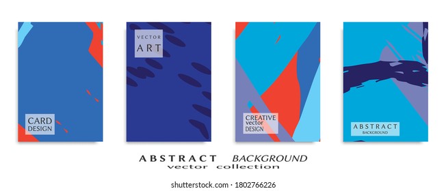Abstract backgrouns set, grunge texture. Minimalistic art, brush strokes style. Design for card, brochure, banner idea, book cover, booklet print, flyer sheet a4. Collage page, web header template.