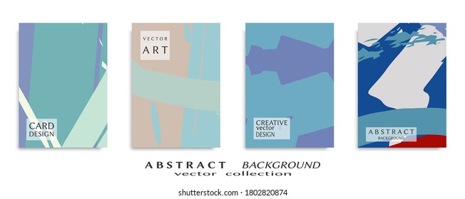Abstract backgrouns set, grunge texture. Minimalistic art, brush strokes style. Design for card, brochure, banner idea, book cover, booklet print, flyer sheet a4. Collage page, web header template.
