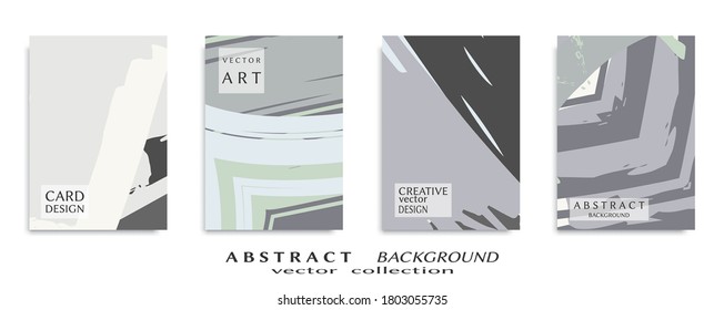 Abstract backgrouns set, grunge texture. Minimalistic art, brush strokes style. Design for card, brochure, banner idea, book cover, booklet print, flyer sheet a4. Collage page, web header template.