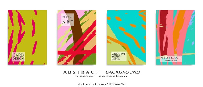 Abstract backgrouns set, grunge texture. Minimalistic art, brush strokes style. Design for card, brochure, banner idea, book cover, booklet print, flyer sheet a4. Collage page, web header template.