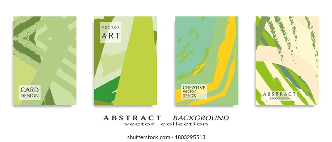 Abstract backgrouns set, grunge texture. Minimalistic art, brush strokes style. Design for card, brochure, banner idea, book cover, booklet print, flyer sheet a4. Collage page, web header template.