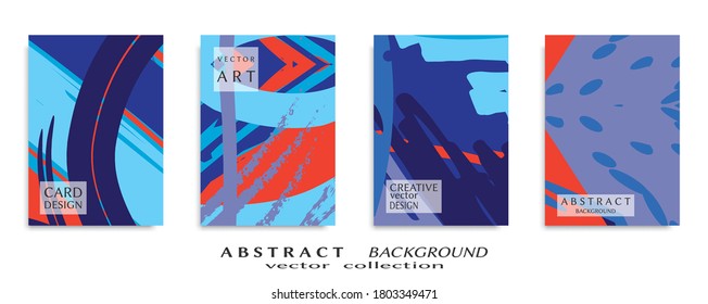 Abstract backgrouns set, grunge texture. Minimalistic art, brush strokes style. Design for card, brochure, banner idea, book cover, booklet print, flyer sheet a4. Collage page, web header template.