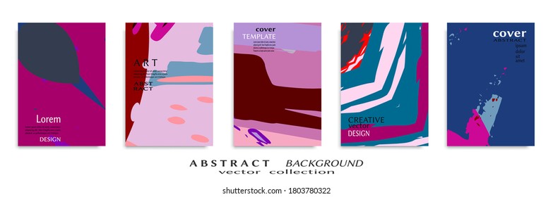 Conjunto de fondo abstracto, textura gruesa. Arte minimalista, estilo de pinceladas. Diseño para tarjeta, folleto, idea de banner, portada de libro, folleto, hoja de volante a4. Página de conjunto, plantilla de encabezado web.